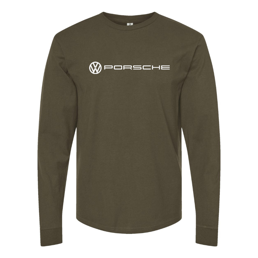 Men's VW Porsche Logo Cotton Long Sleeve T-Shirt