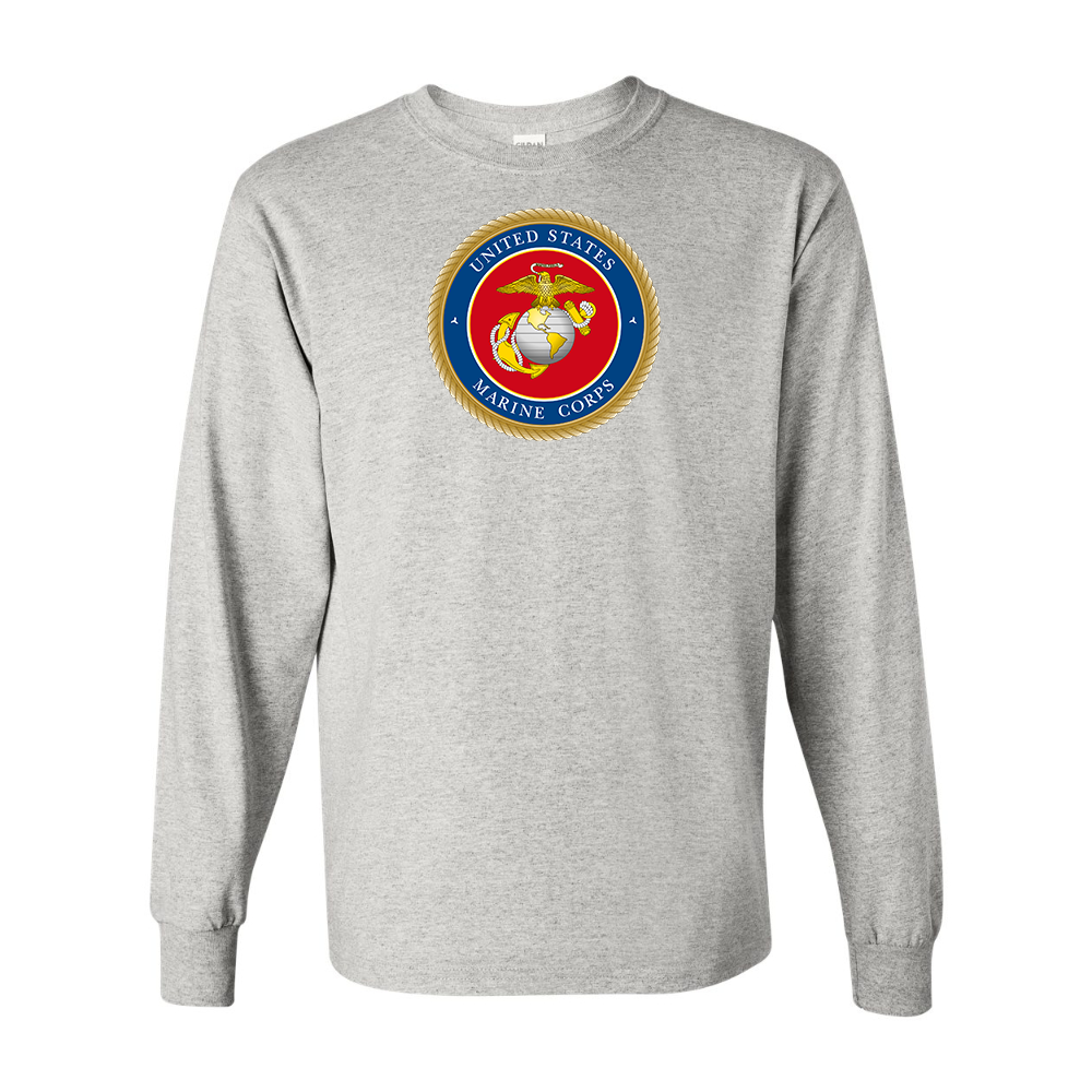 Men's USMC Emblem Gildan Heavy Cotton Long Sleeve T-Shirt