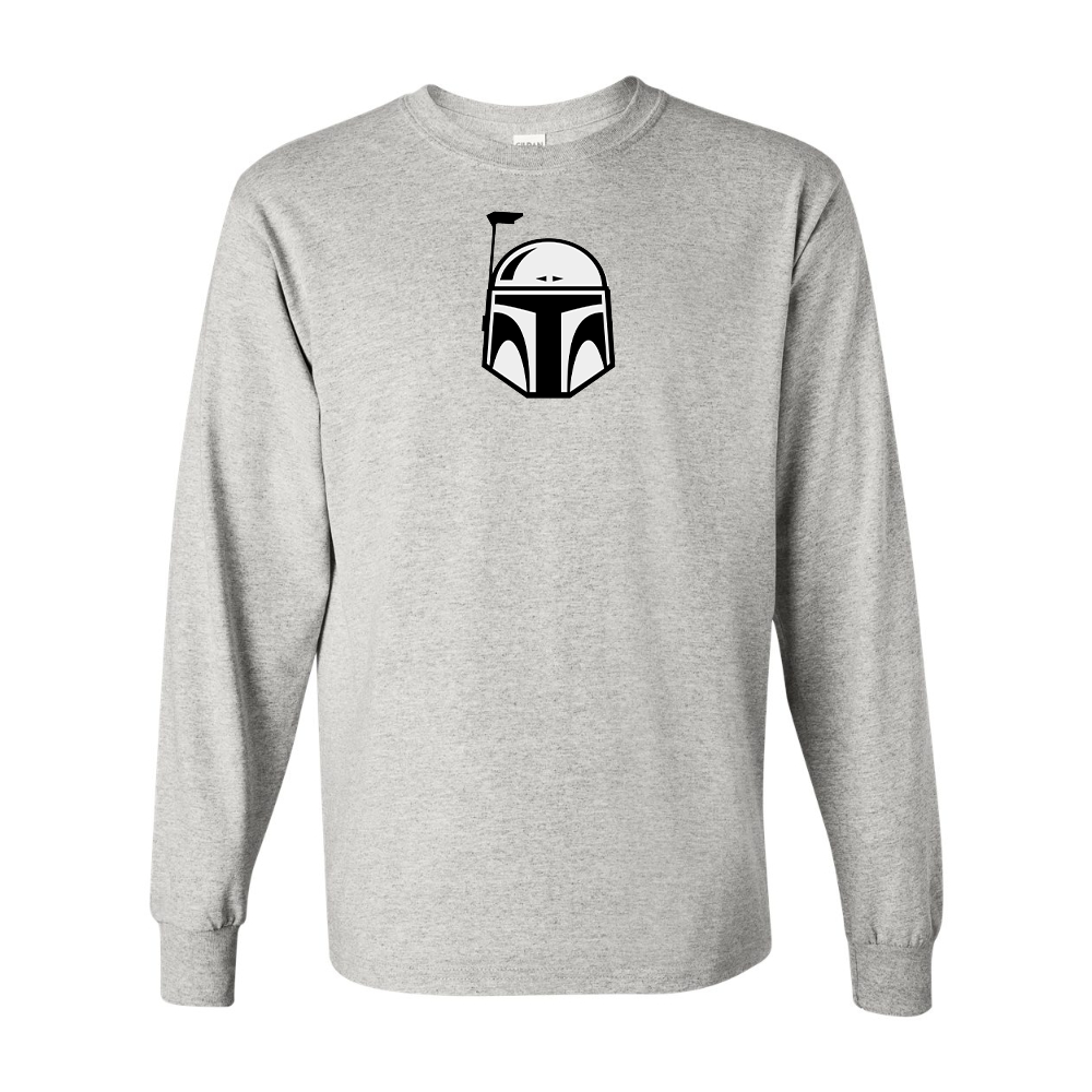 Men's Star Wars Boba Fett Helmet Gildan Heavy Cotton Long Sleeve T-Shirt