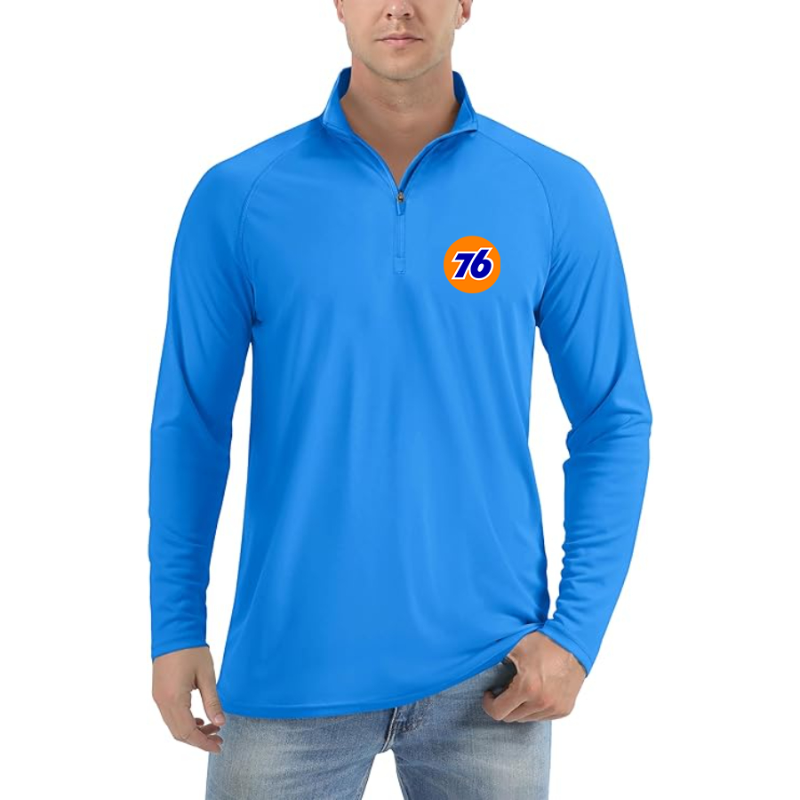 Men's 76 Gas Station Lightweight Quarter-Zip Athletic Shirt Long Sleeve Performance Wear