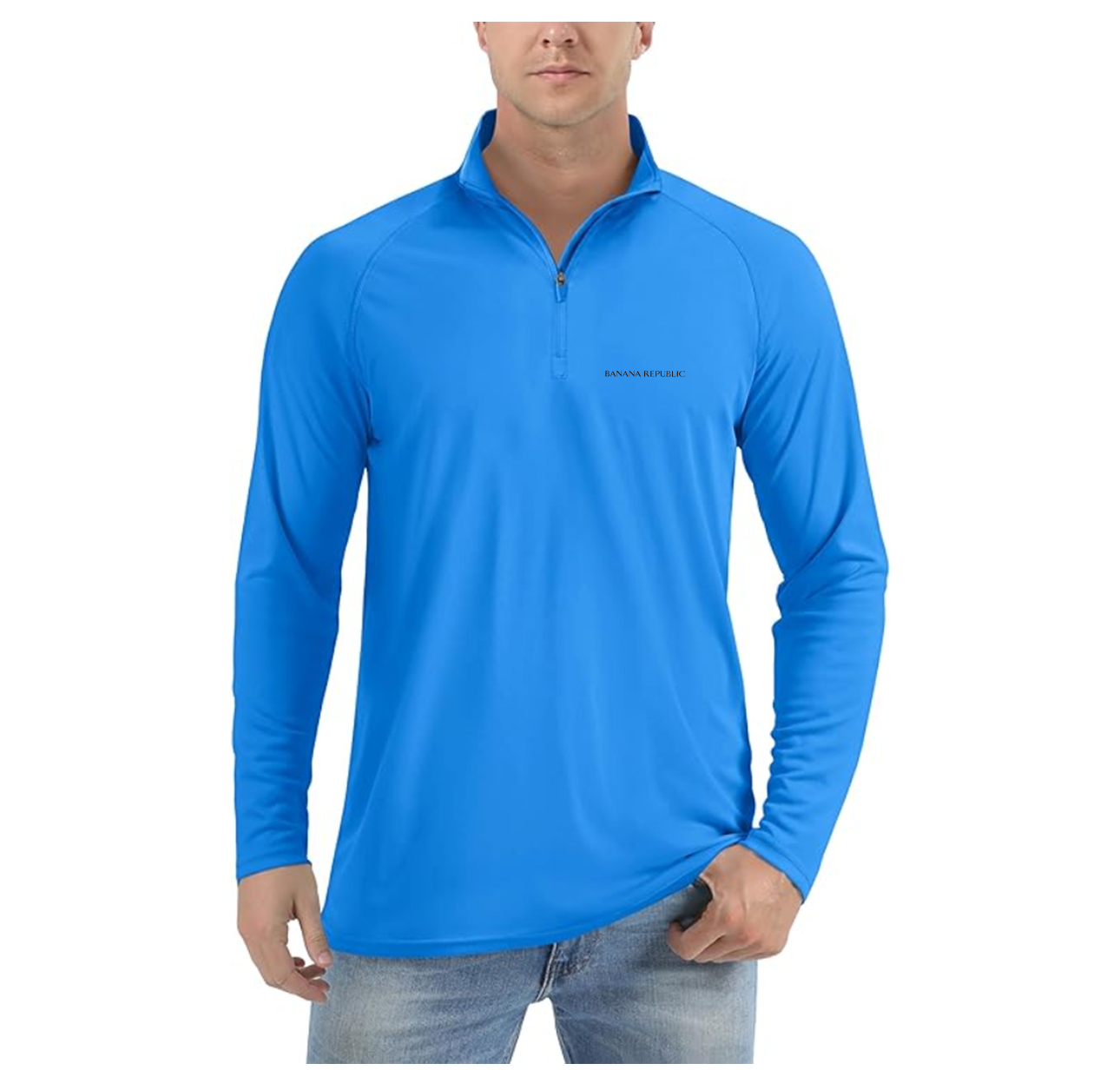 Men's Banana Republic Lightweight Quarter-Zip Athletic Shirt Long Sleeve Performance Wear