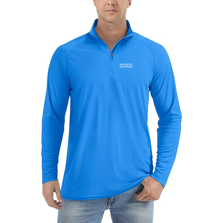 Men's Marilyn Manson Logo Lightweight Quarter-Zip Athletic Shirt Long Sleeve Performance Wear