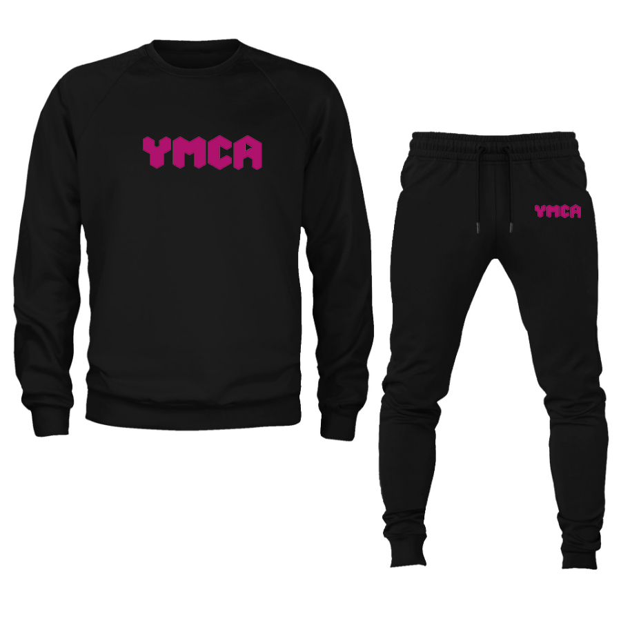 Men's YMCA Mauve Crewneck Sweatshirt Joggers Suit
