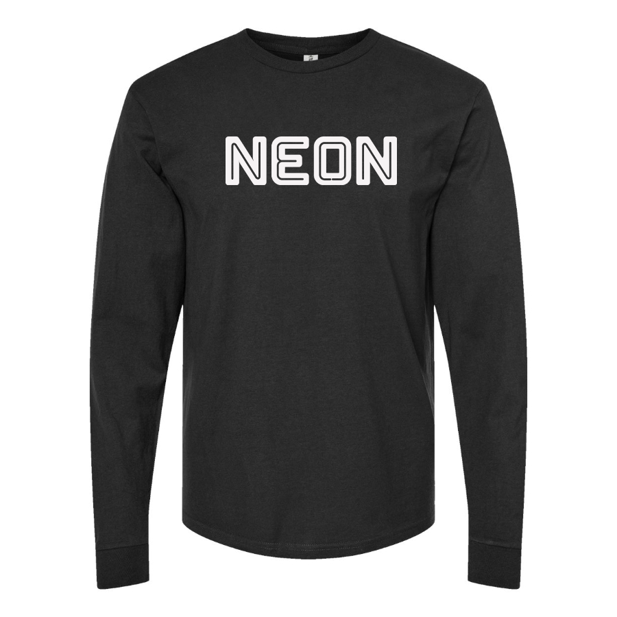 Men's Neon Logo Cotton Long Sleeve T-Shirt