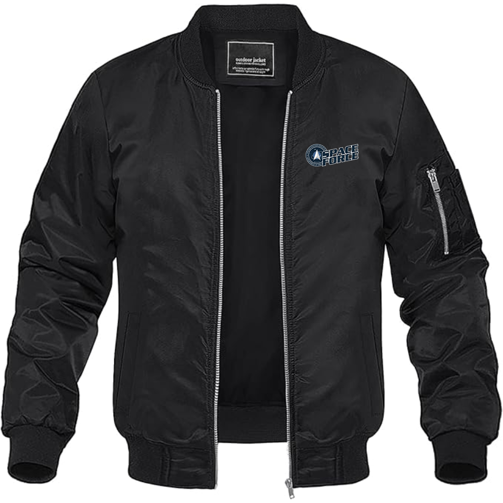 Men's Space Force Lightweight Bomber Jacket Windbreaker Softshell Varsity Jacket Coat