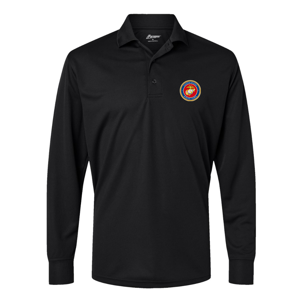 Men's USMC Emblem Paragon Prescott Long Sleeve Polo
