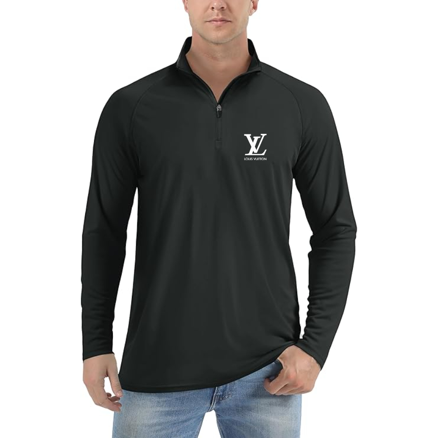 Men's Louis Vuitton Lightweight Quarter-Zip Athletic Shirt Long Sleeve Performance Wear