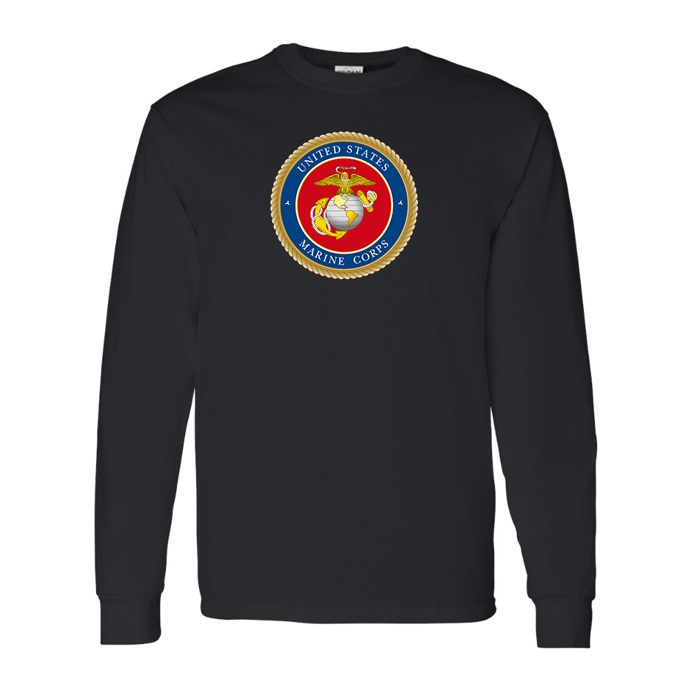 Men's USMC Emblem Gildan Heavy Cotton Long Sleeve T-Shirt