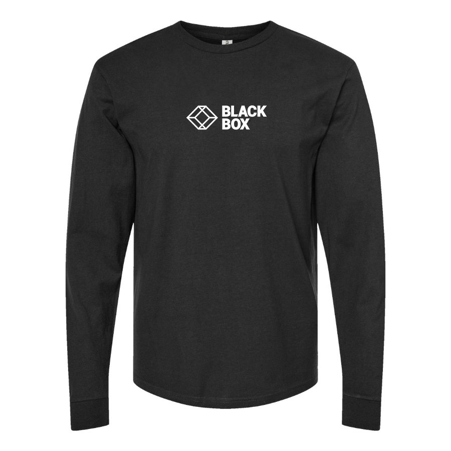 Men's Black Box Logo Cotton Long Sleeve T-Shirt