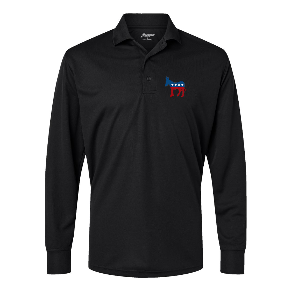 Men's Democrat Election Symbol Paragon Prescott Long Sleeve Polo