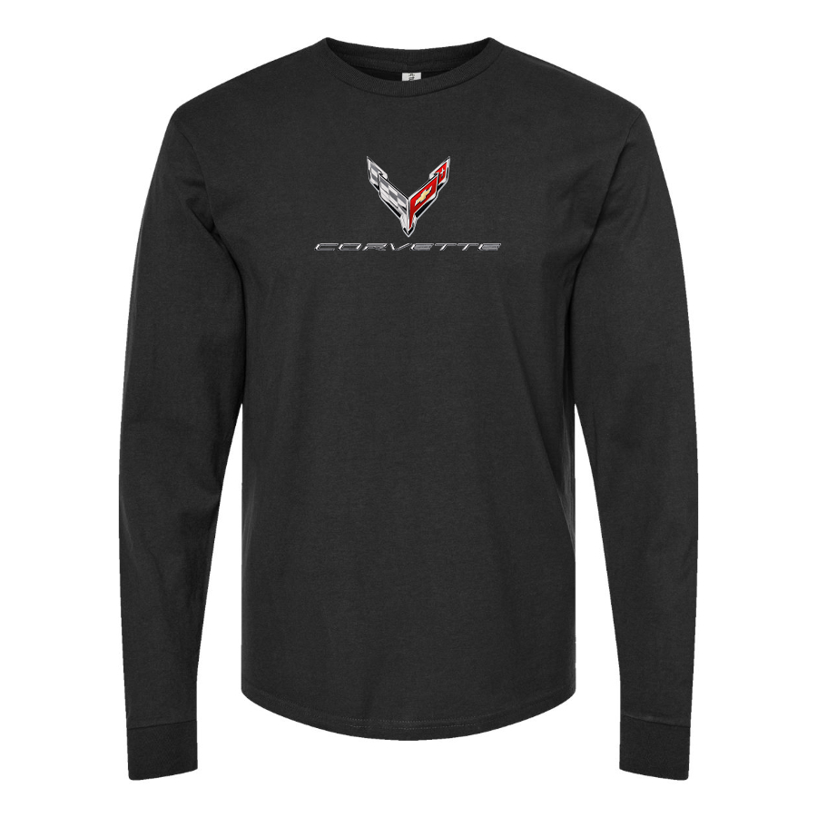 Men's Corvette Logo Cotton Long Sleeve T-Shirt