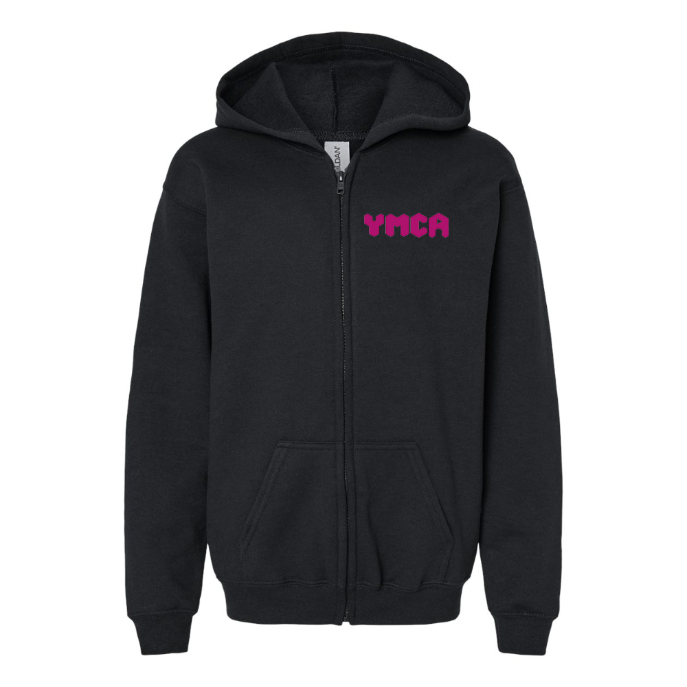 Youth YMCA Mauve Gildan Heavy Blend Full Zip Hooded Sweatshirt