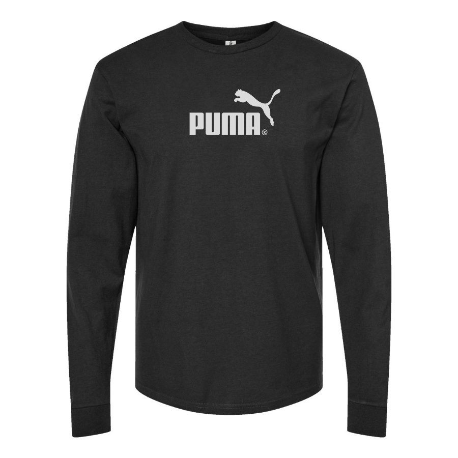 Men's Puma Logo Cotton Long Sleeve T-Shirt