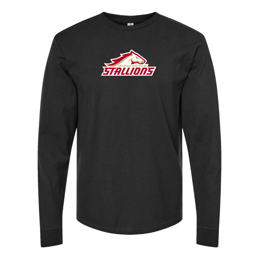 Men's Birmingham Stallions Logo Cotton Long Sleeve T-Shirt