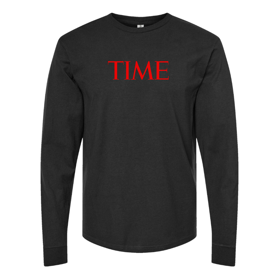 Men's Time Logo Cotton Long Sleeve T-Shirt