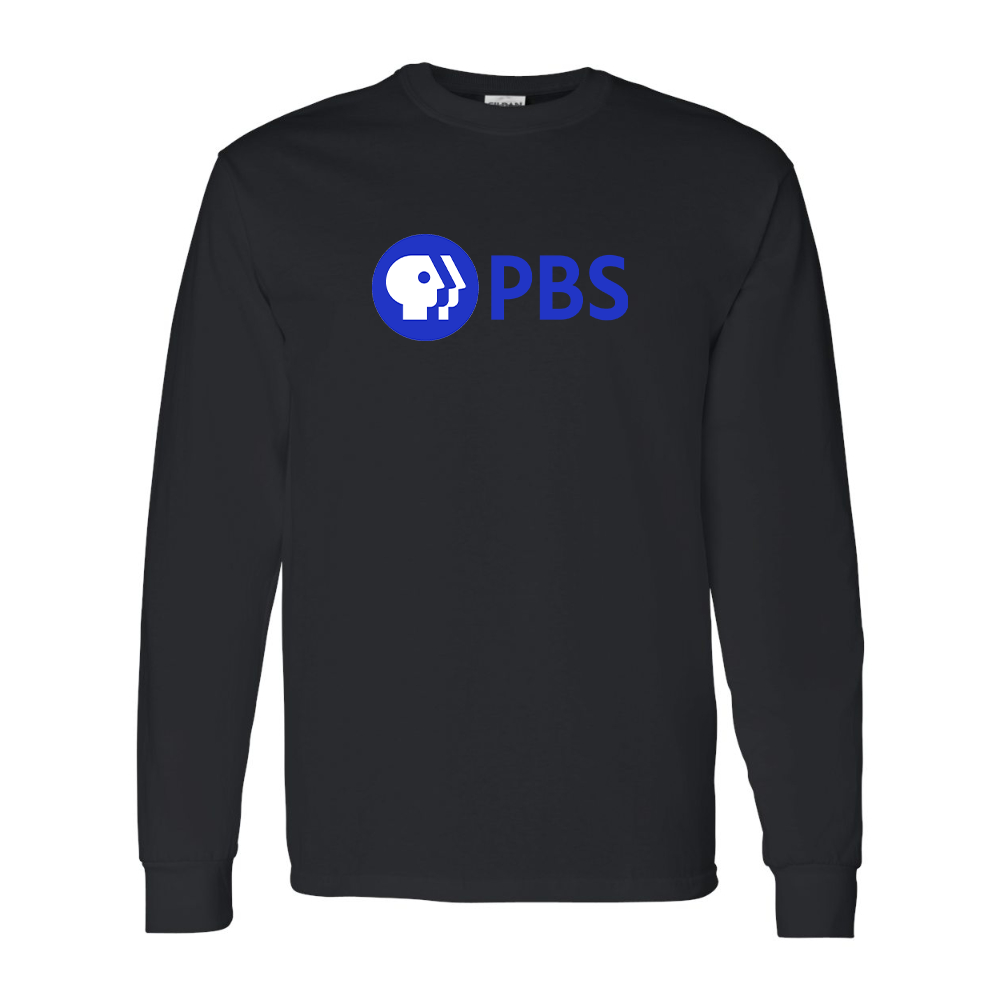 Men's PBS Blue Gildan Heavy Cotton Long Sleeve T-Shirt