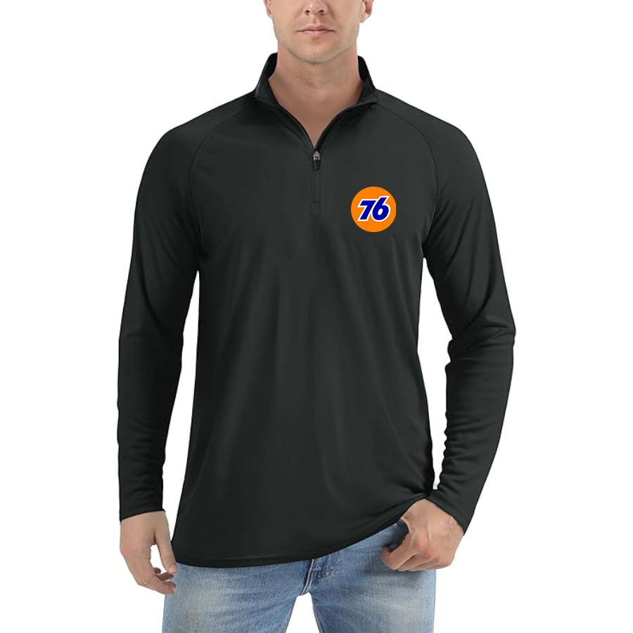 Men's 76 Gas Station Lightweight Quarter-Zip Athletic Shirt Long Sleeve Performance Wear