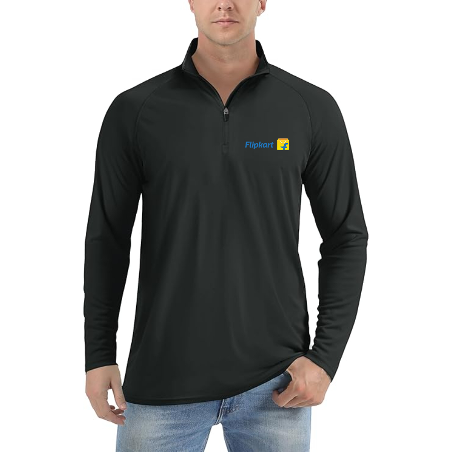 Men's Flipkart Lightweight Quarter-Zip Athletic Shirt Long Sleeve Performance Wear