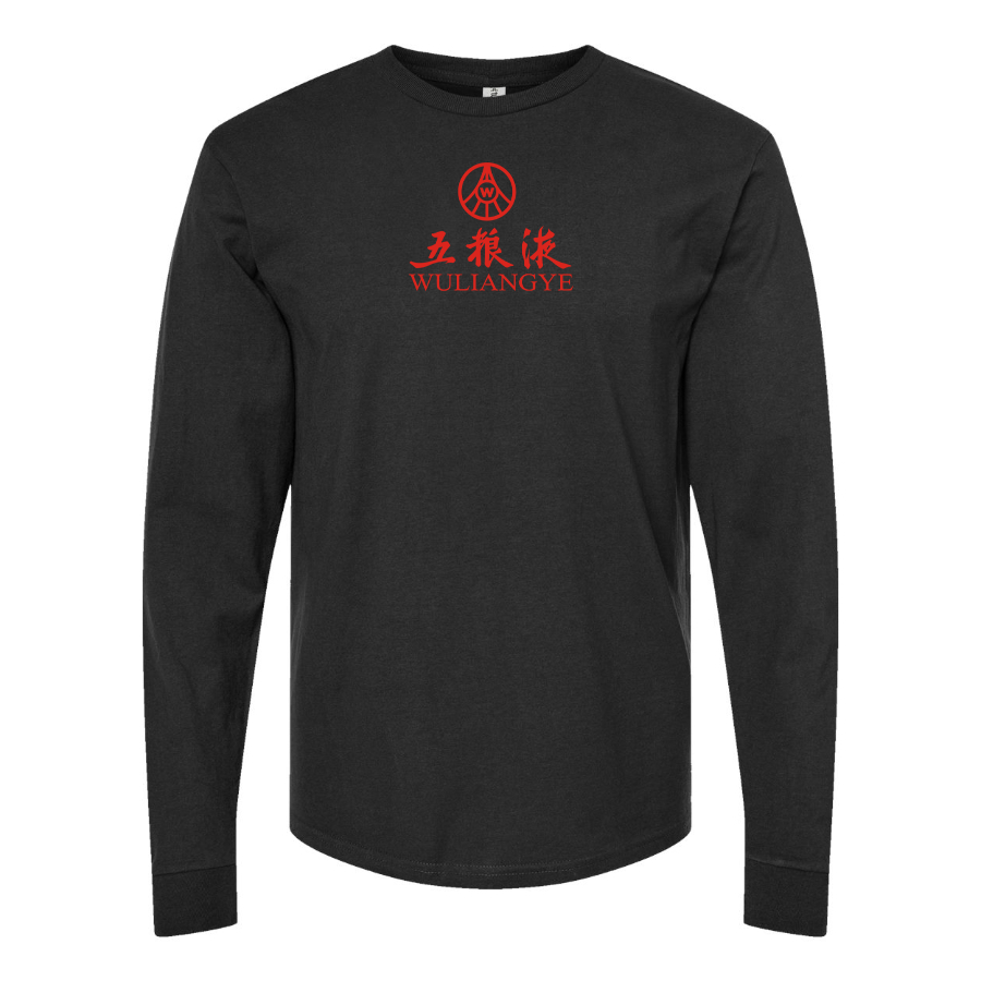 Men's Wuliangye Logo Cotton Long Sleeve T-Shirt