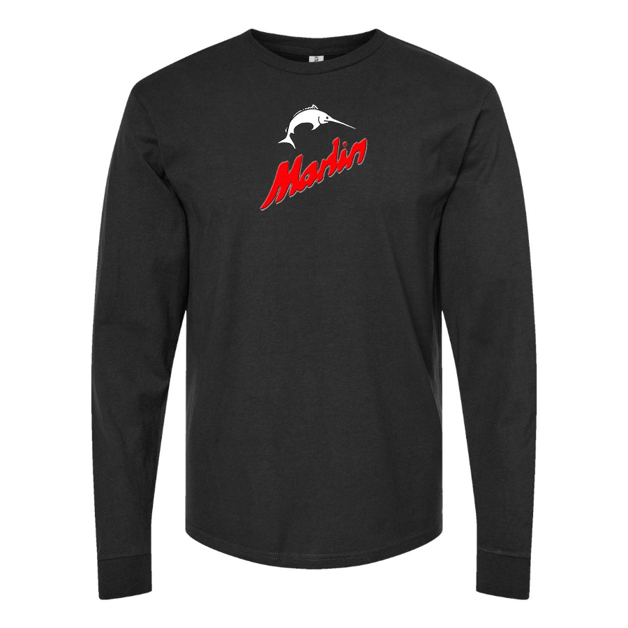 Men's Marlin Logo Cotton Long Sleeve T-Shirt