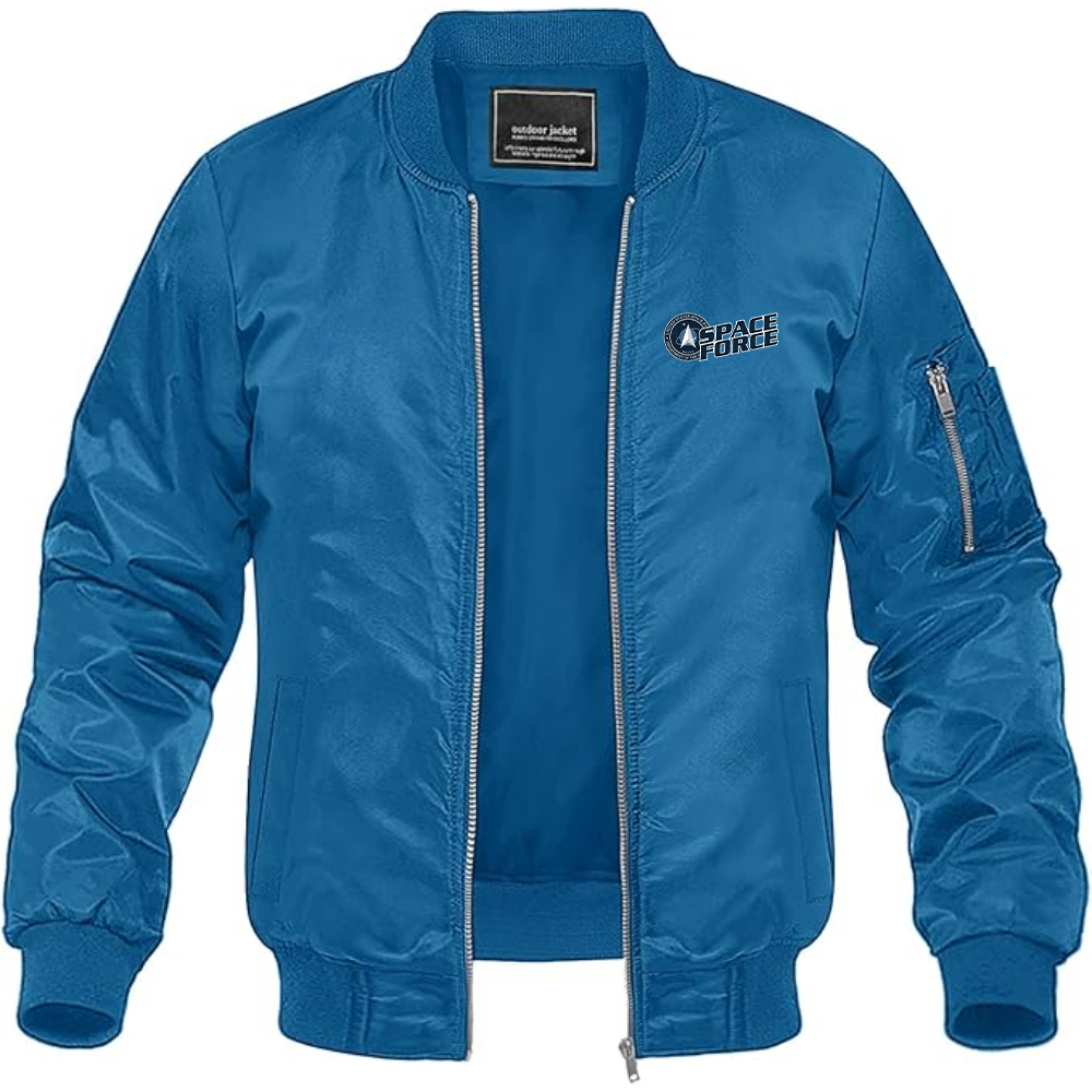 Men's Space Force Lightweight Bomber Jacket Windbreaker Softshell Varsity Jacket Coat