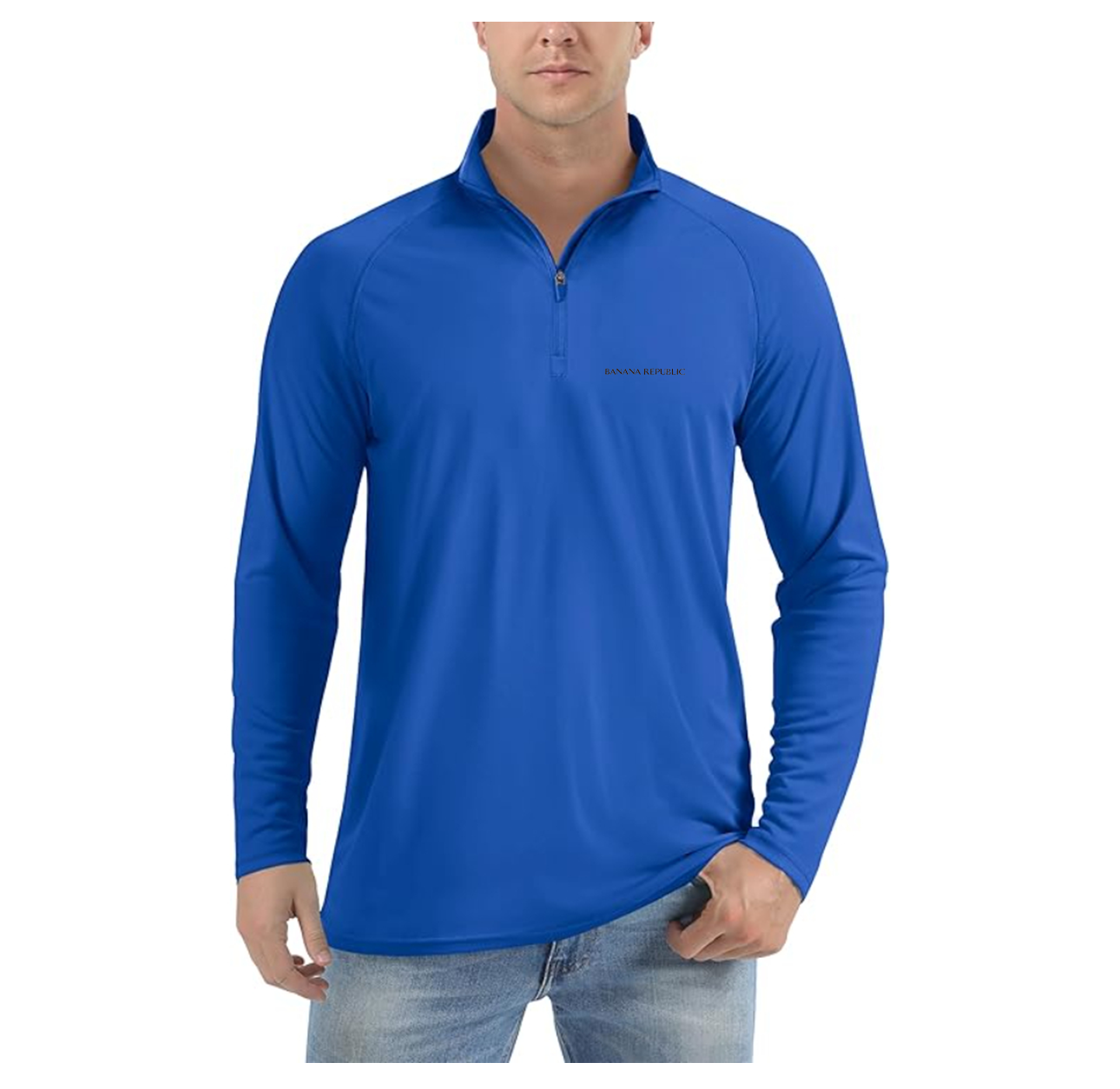 Men's Banana Republic Lightweight Quarter-Zip Athletic Shirt Long Sleeve Performance Wear
