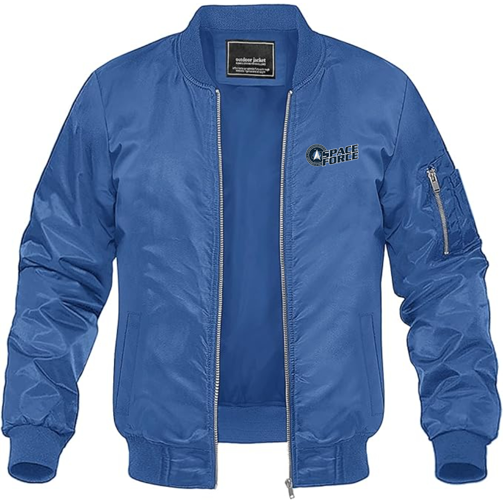 Men's Space Force Lightweight Bomber Jacket Windbreaker Softshell Varsity Jacket Coat