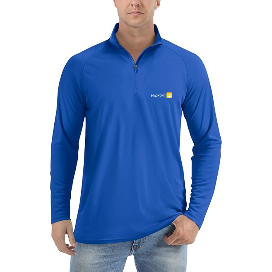 Men's Flipkart Lightweight Quarter-Zip Athletic Shirt Long Sleeve Performance Wear