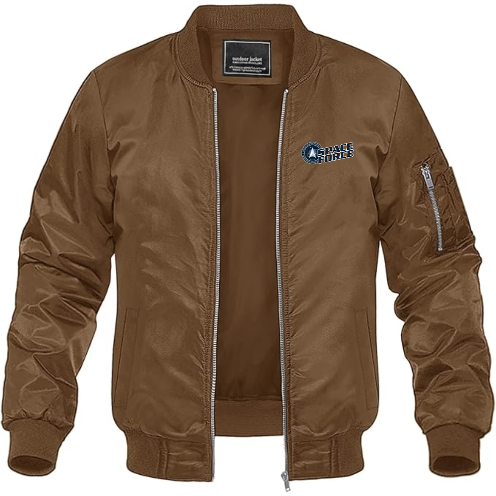 Men's Space Force Lightweight Bomber Jacket Windbreaker Softshell Varsity Jacket Coat
