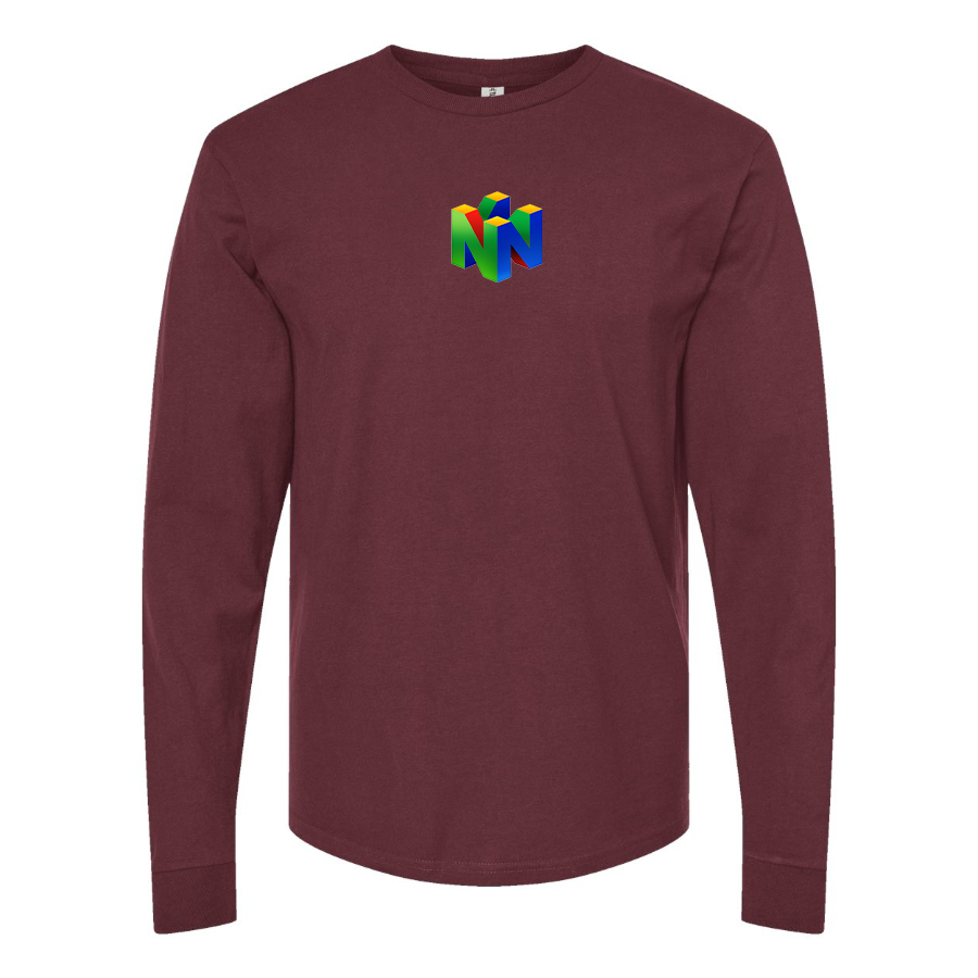 Men's Nintendo N64 Logo Cotton Long Sleeve T-Shirt