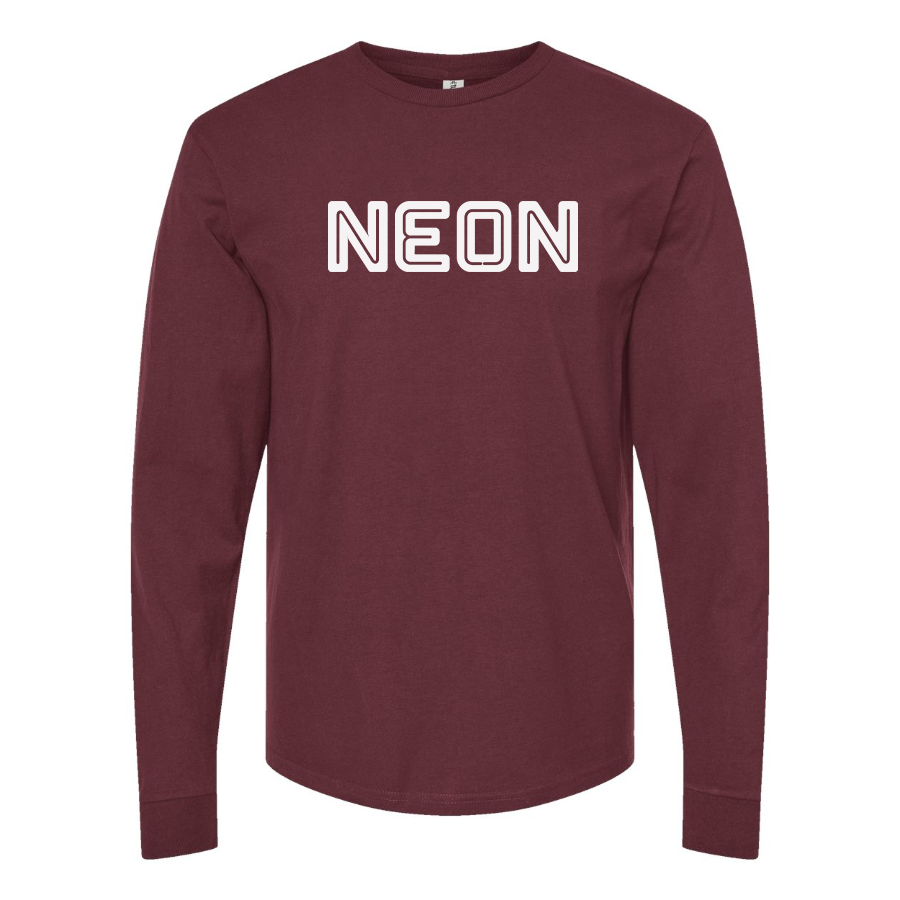 Men's Neon Logo Cotton Long Sleeve T-Shirt