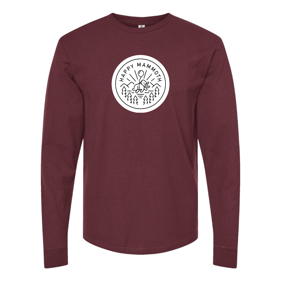 Men's Happy Mammoth Logo Cotton Long Sleeve T-Shirt