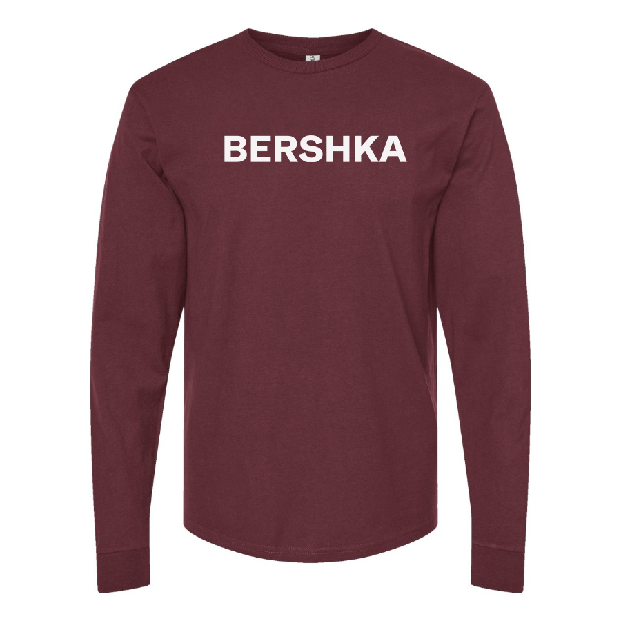 Men's Bershka Logo Cotton Long Sleeve T-Shirt