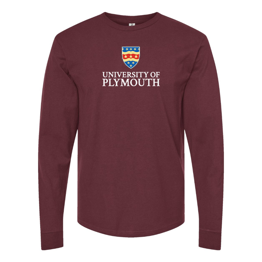 Men's University of Plymouth Logo Cotton Long Sleeve T-Shirt