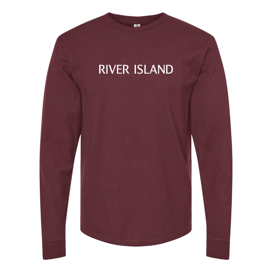 Men's River Island Logo Cotton Long Sleeve T-Shirt