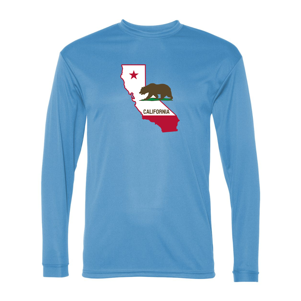 Men's California Bear Map Performance Long Sleeve T-Shirt