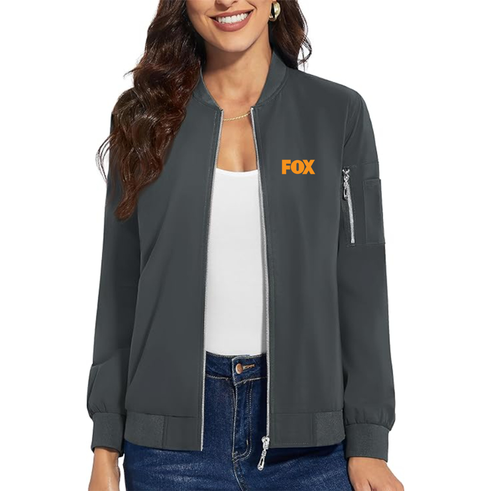 Women's Fox Premium Bomber Jacket with Polished Detailing and Functional Sleeve Pocket Modern Luxury Outerwear