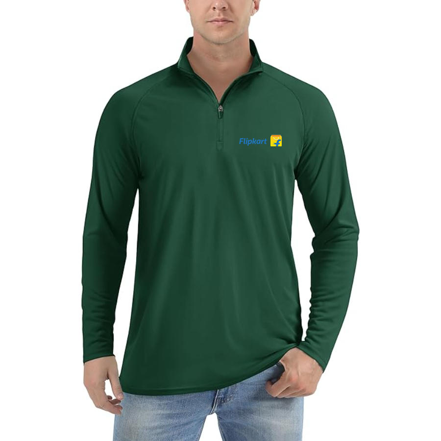 Men's Flipkart Lightweight Quarter-Zip Athletic Shirt Long Sleeve Performance Wear