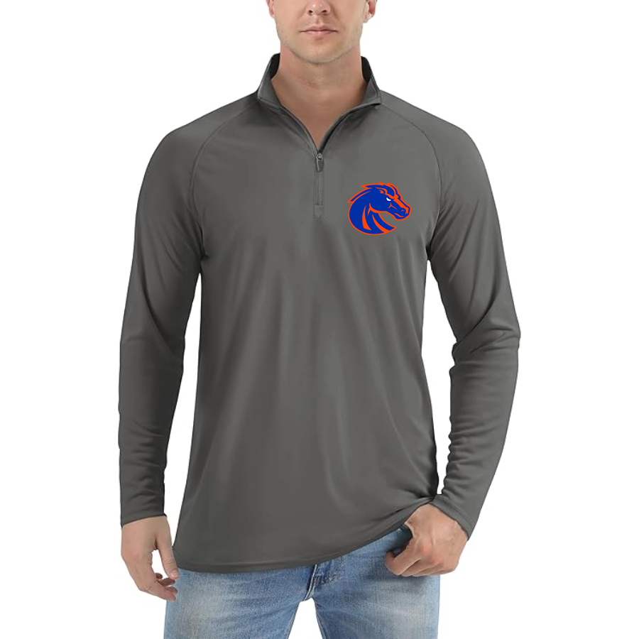 Men's Boise State Broncos Lightweight Quarter-Zip Athletic Shirt Long Sleeve Performance Wear