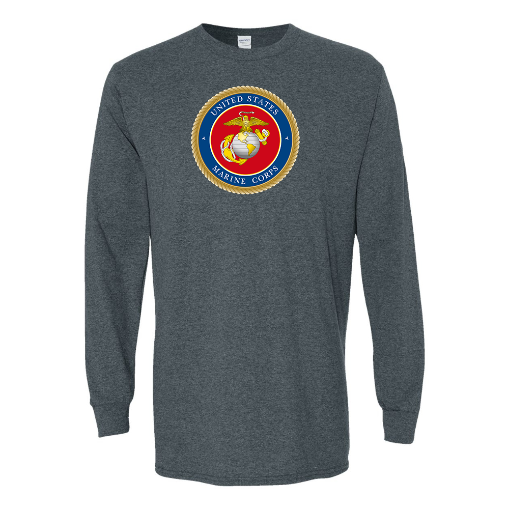 Men's USMC Emblem Gildan Heavy Cotton Long Sleeve T-Shirt