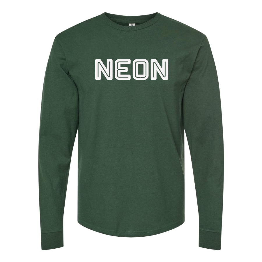Men's Neon Logo Cotton Long Sleeve T-Shirt