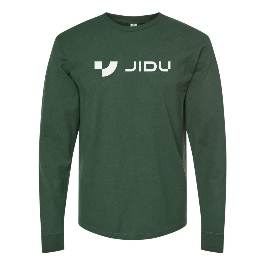 Men's Jidu Logo Cotton Long Sleeve T-Shirt