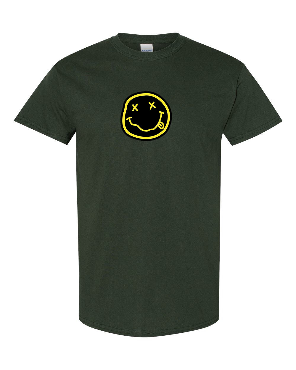 Men's Nirvana Yellow and Black Face Gildan Heavy Cotton T-Shirt