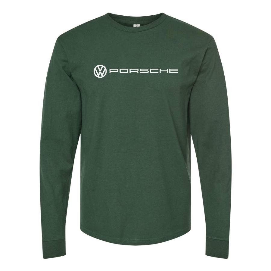 Men's VW Porsche Logo Cotton Long Sleeve T-Shirt