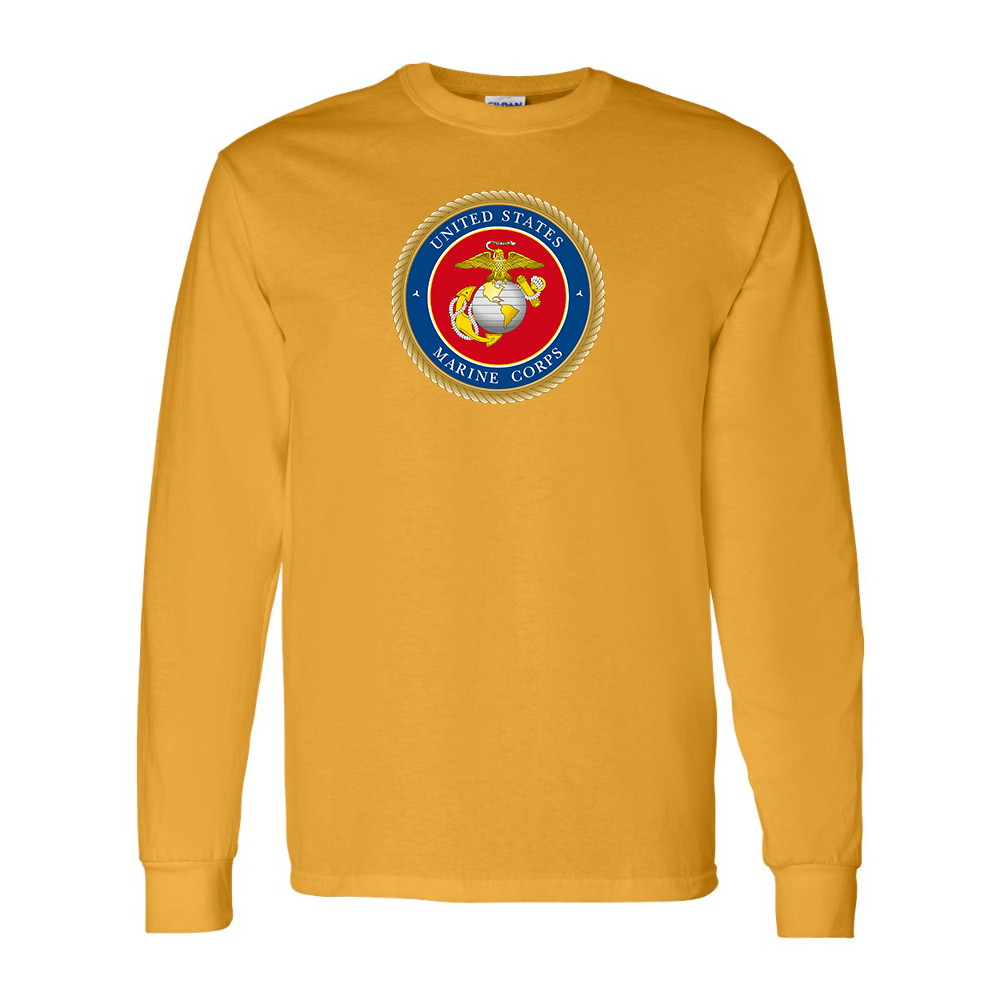 Men's USMC Emblem Gildan Heavy Cotton Long Sleeve T-Shirt