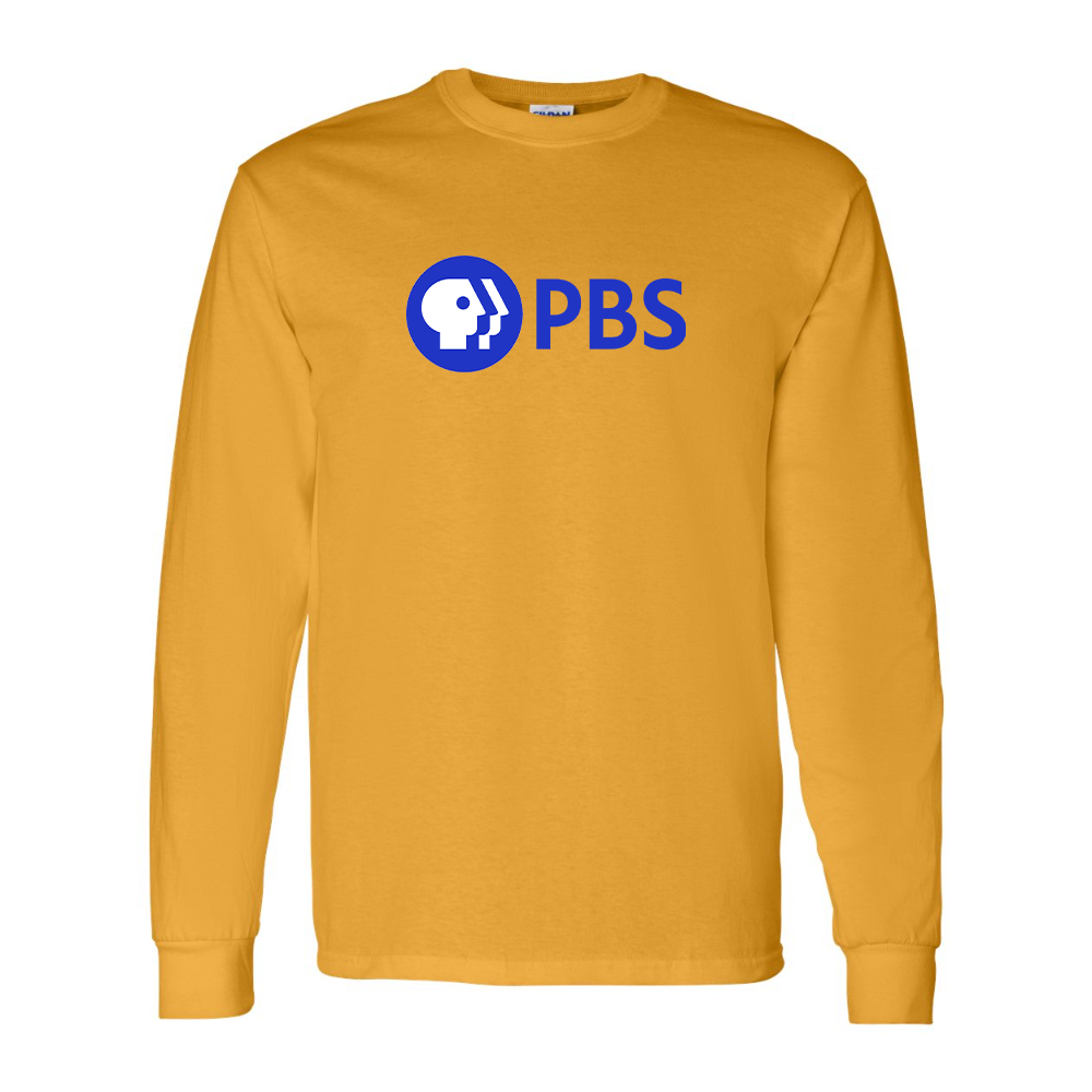 Men's PBS Blue Gildan Heavy Cotton Long Sleeve T-Shirt
