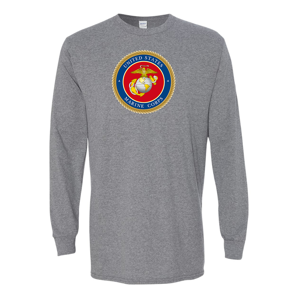 Men's USMC Emblem Gildan Heavy Cotton Long Sleeve T-Shirt