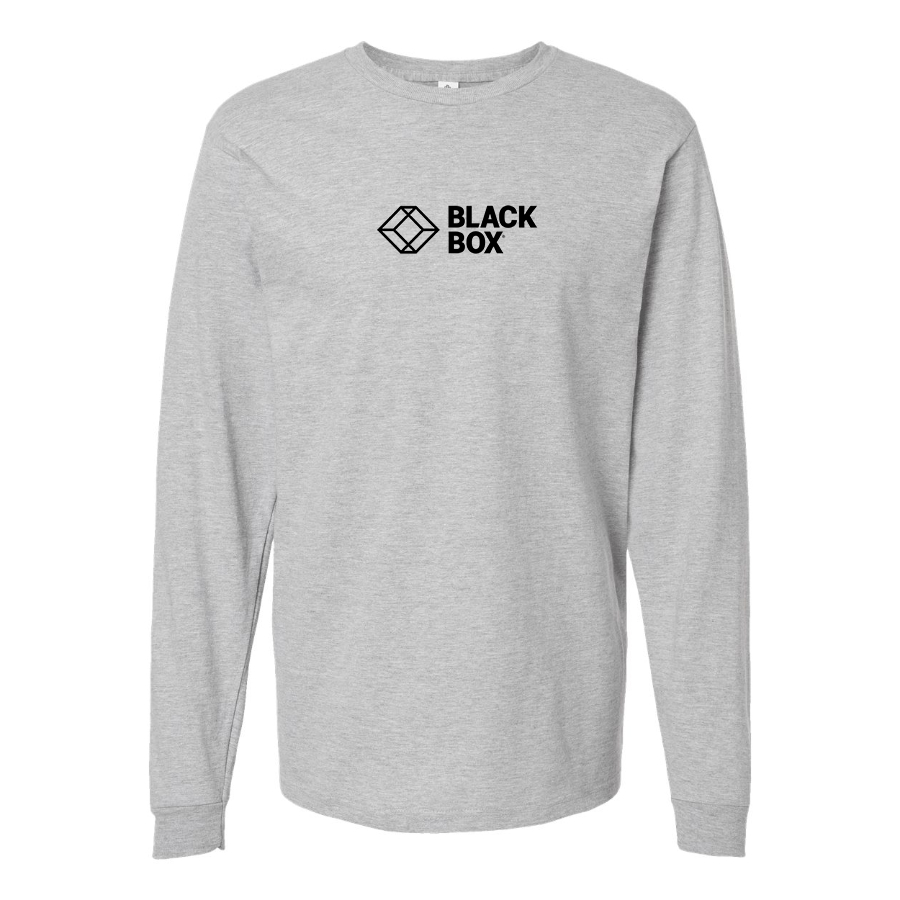Men's Black Box Logo Cotton Long Sleeve T-Shirt