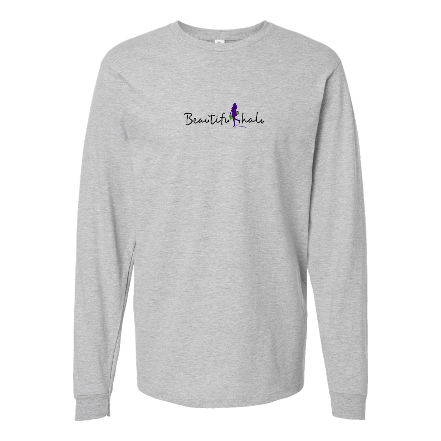 Men's Beatiful Halo Logo Cotton Long Sleeve T-Shirt