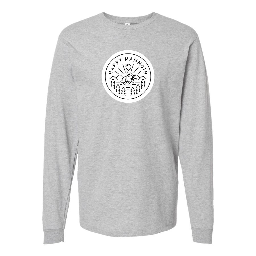 Men's Happy Mammoth Logo Cotton Long Sleeve T-Shirt